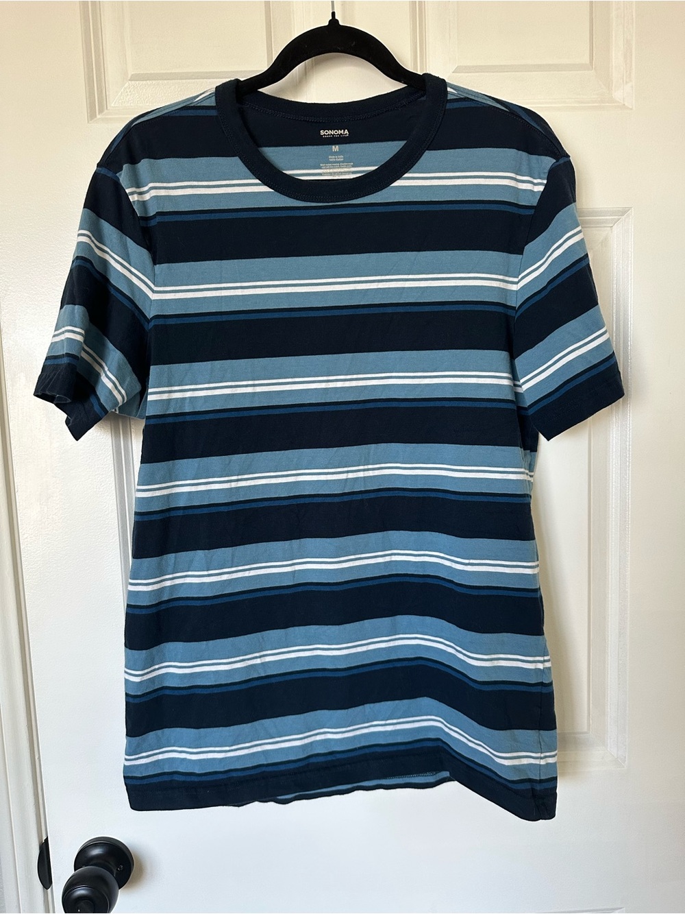 Sonoma Navy & Light Blue Horizontal Stripe Short Sleeve Tee